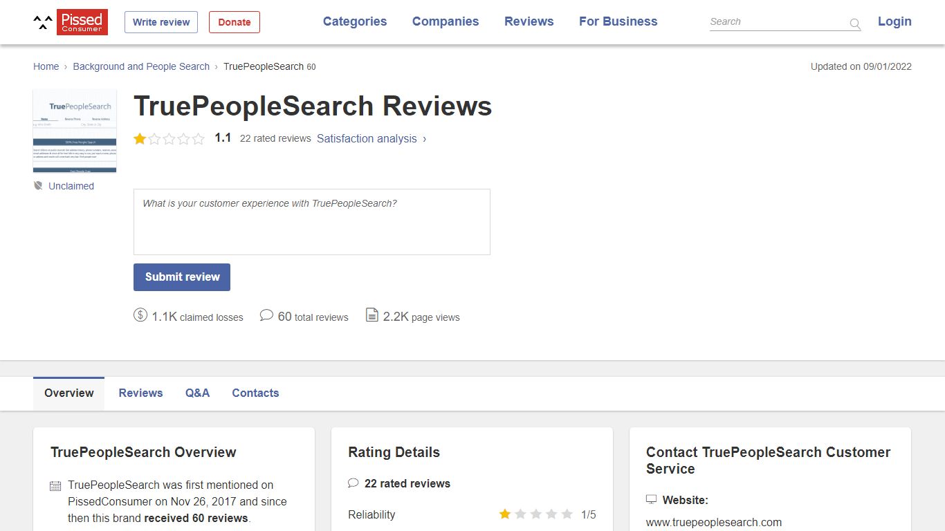 TruePeopleSearch Reviews and Complaints | truepeoplesearch.com @ Pissed ...