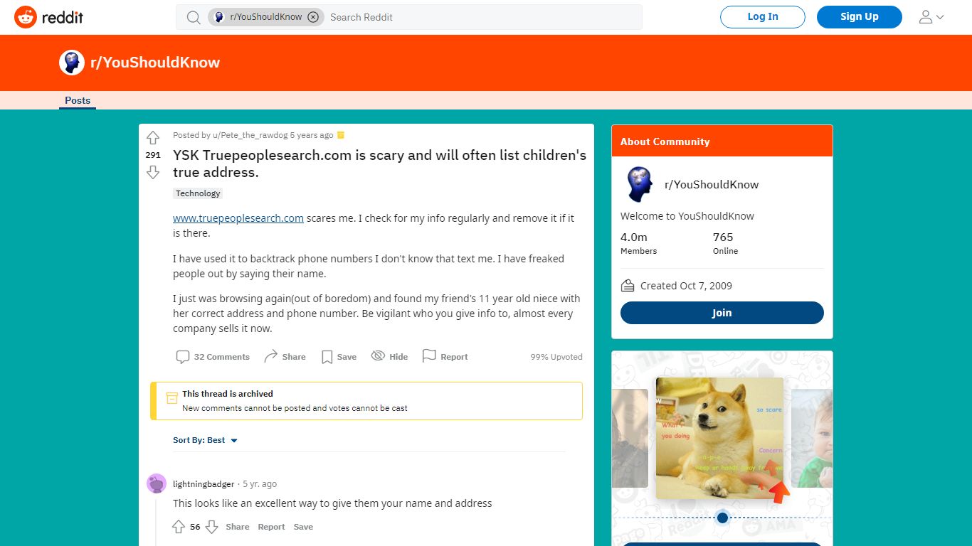 YSK Truepeoplesearch.com is scary and will often list children ... - reddit